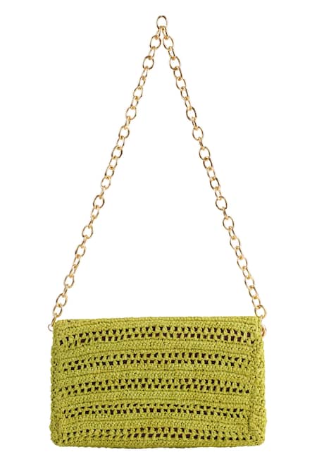 Jena Raffia Woven Embellished Clutch 