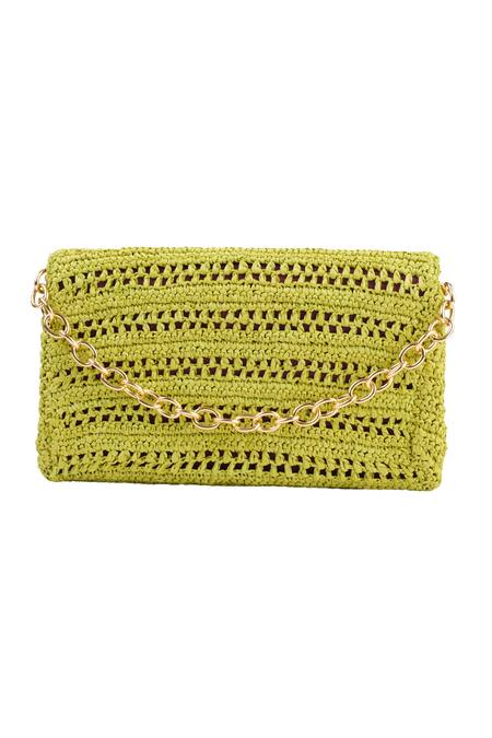 Buy Jena Green Woven Raffia Embellished Clutch Online at Aza Fashions Buy_Jena_Green Woven Raffia Embellished Clutch _Online_at_Aza_Fashions