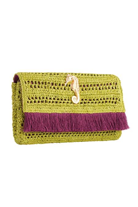 Shop Jena Green Woven Raffia Embellished Clutch Online at Aza Fashions Shop_Jena_Green Woven Raffia Embellished Clutch _Online_at_Aza_Fashions