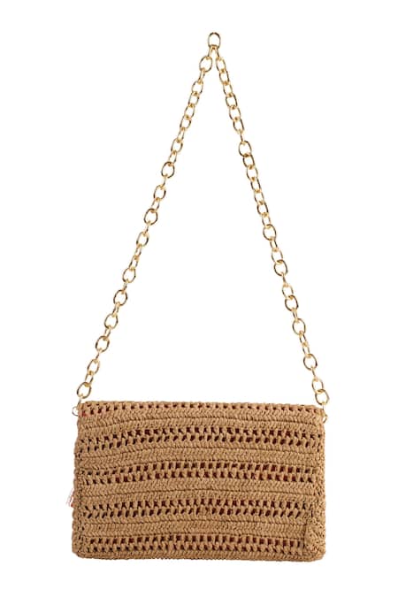 Jena Slim Real Raffia Woven Clutch 