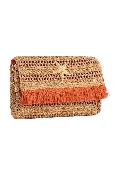 Shop_Jena_Brown Woven Slim Real Raffia Clutch _Online_at_Aza_Fashions