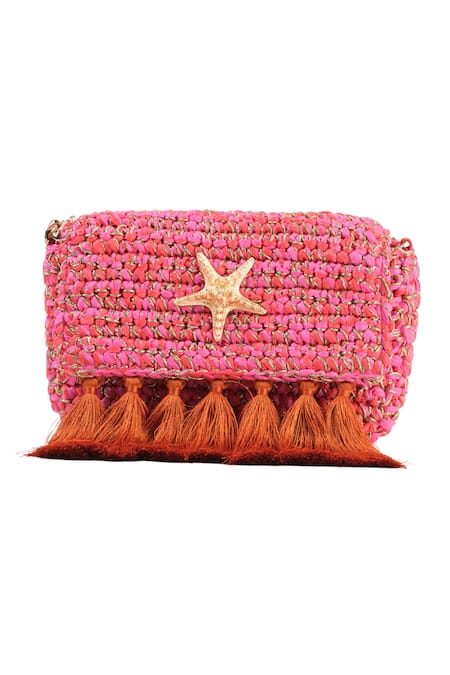 Jena_Pink Woven 3-weave Two-tone Clutch _Online_at_Aza_Fashions