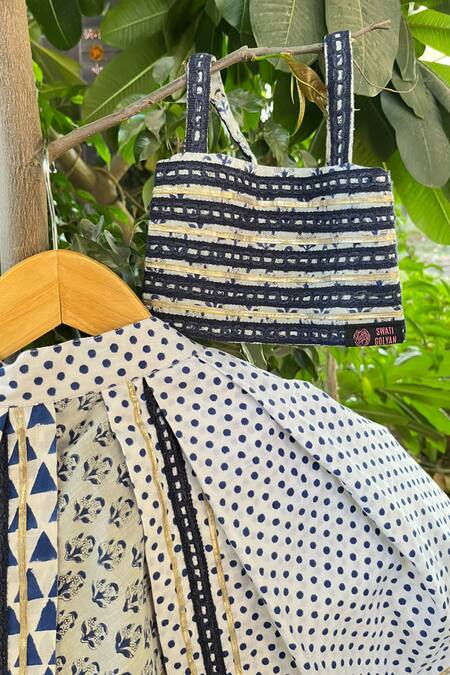 Swati Golyan_Blue 100% Cotton Printed Kiki Handblock Lehenga And Crop Top Set  _Online_at_Aza_Fashions