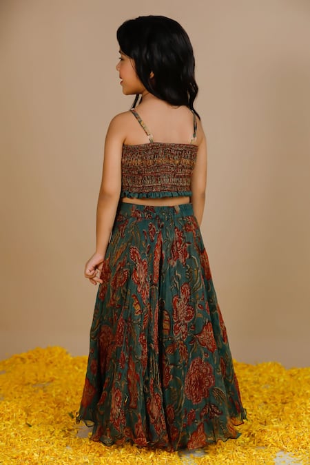 Swati Golyan Floral Handblock Print Lehenga & Crop Top Set 