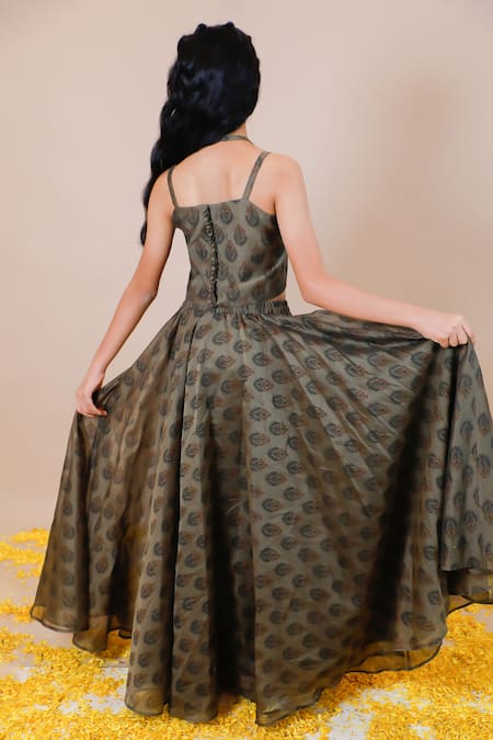 Swati Golyan Gulabchand Handblock Print Lehenga & Crop Top Set 