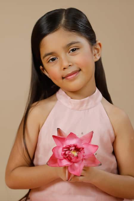 Buy_Swati Golyan_Pink Silk Organza Embroidery Cutdana Sequin Lehenga And Crop Top Set  _Online_at_Aza_Fashions