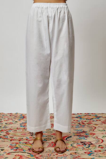 Yuvraani Jaipur_Blue Chanderi, Cotton, Organza Sequins, Embroidery Floral Print Kurta Pant Set _Online_at_Aza_Fashions