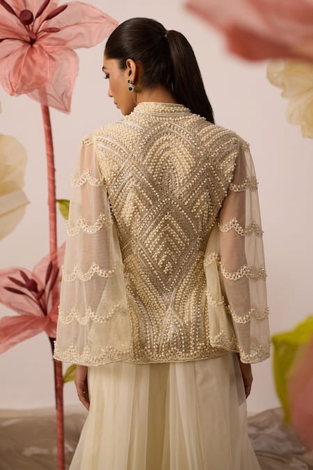 Roqa Alyssum Pearl Embroidered Jacket With Gharara Pant 