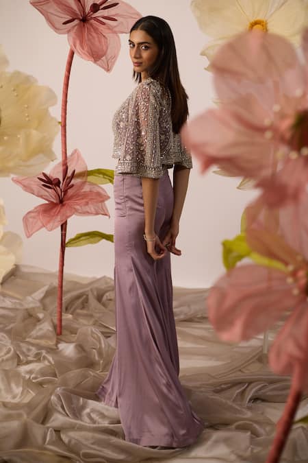 Roqa Eclipse Cronus Embroidered Cape Sharara Pant Set 