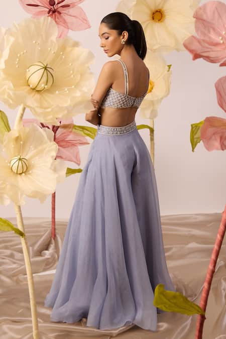 Roqa Petunia Bloom Embroidered Jacket Flared Pant Set 