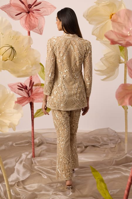 Roqa Primrose Fleur Embroidered Jacket With Pant 