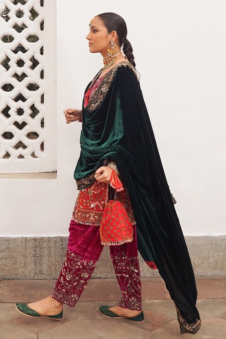 Mayyur Girotra Couture Two Tone Embroidered Kurta Pajama Pant Set 