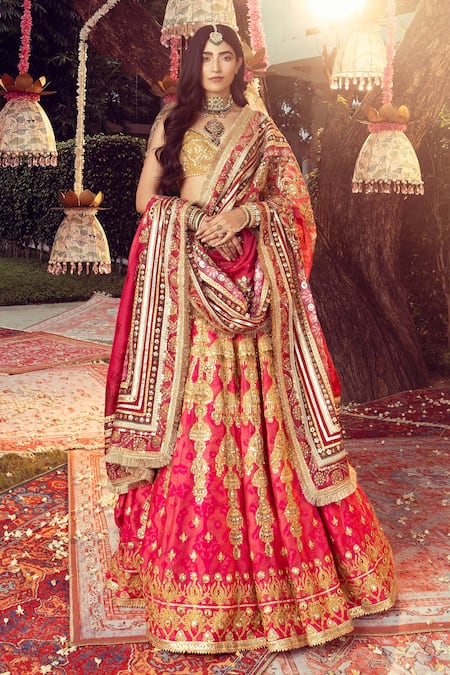 Mayyur Girotra Couture Silk Chandelier Embroidered Lehenga Set 