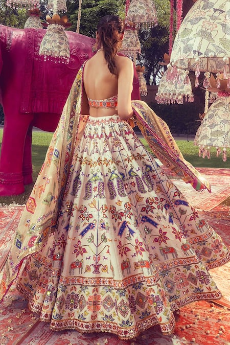 Mayyur Girotra Couture Sequin Embellished Floral Pattern Bridal Lehenga Set 