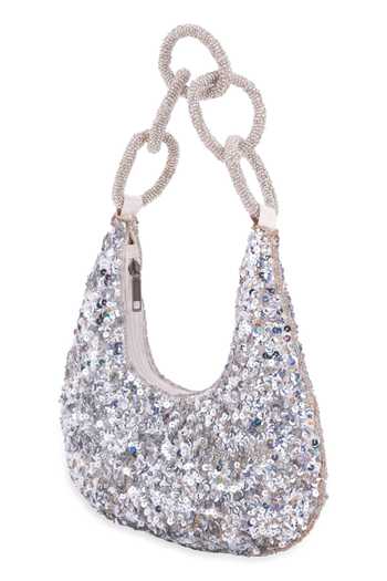 Buy_5elements_Silver Sequins, Stones Abraxas Tonal Embellished Bag _Online_at_Aza_Fashions