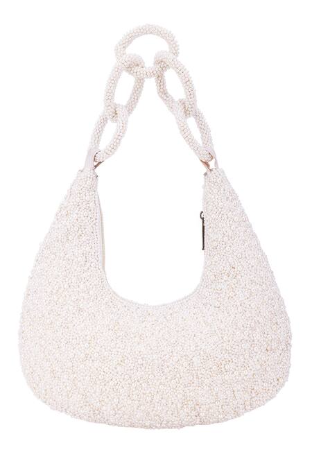 5elements_White Embroidered Abraxas Pearl Bag _Online_at_Aza_Fashions