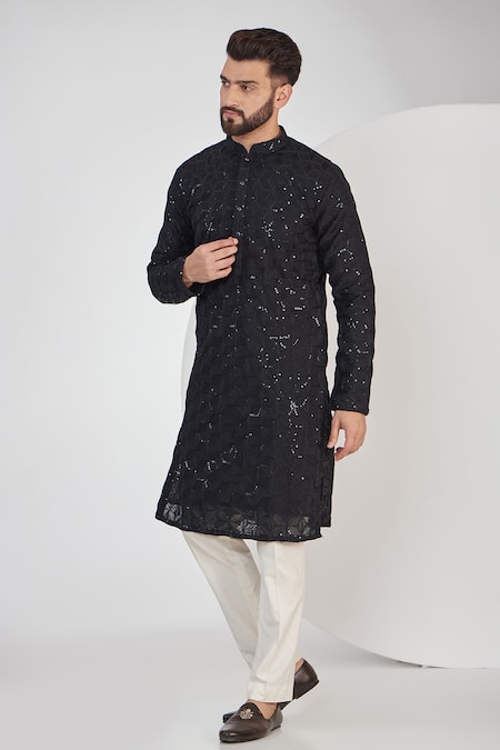 Kasbah Chikankari & Sequins Embroidered Kurta Set 