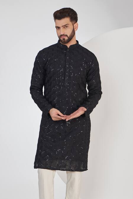 Buy Kasbah Black Georgette Embroidery, Sequins Chikankari And Kurta Set Online at Aza Fashions Buy_Kasbah_Black Georgette Embroidery, Sequins Chikankari And Kurta Set _Online_at_Aza_Fashions