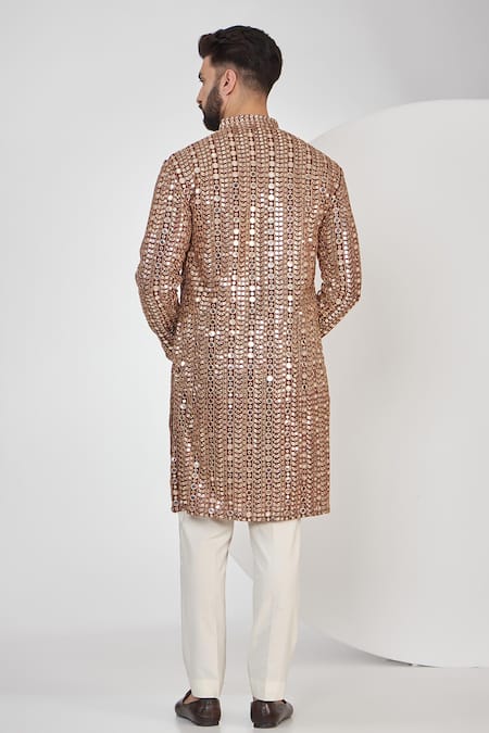 Shop Kasbah Maroon Georgette Mirrors, Zari Embroidered Kurta at Aza Fashions Shop_Kasbah_Maroon Georgette Mirrors, Zari Embroidered Kurta _at_Aza_Fashions