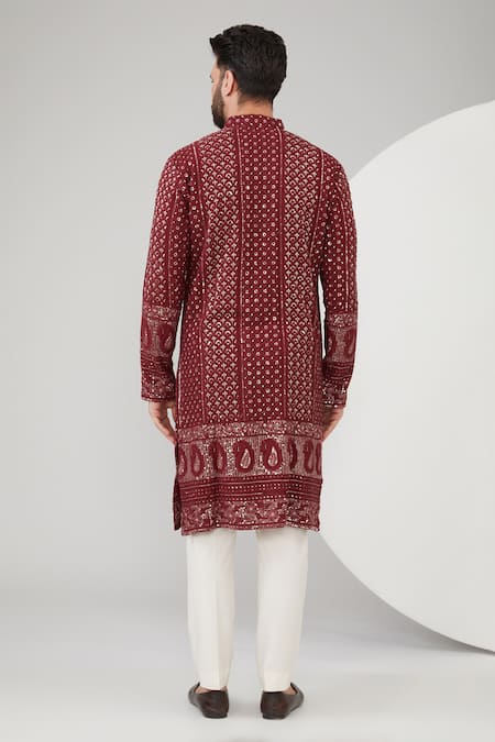 Kasbah Chikankari & Thread Embroidered Kurta Set 