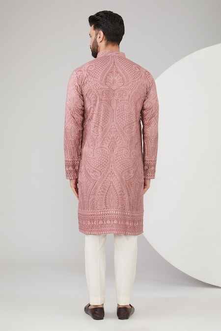 Kasbah Chikankari Embroidered Silk Kurta 