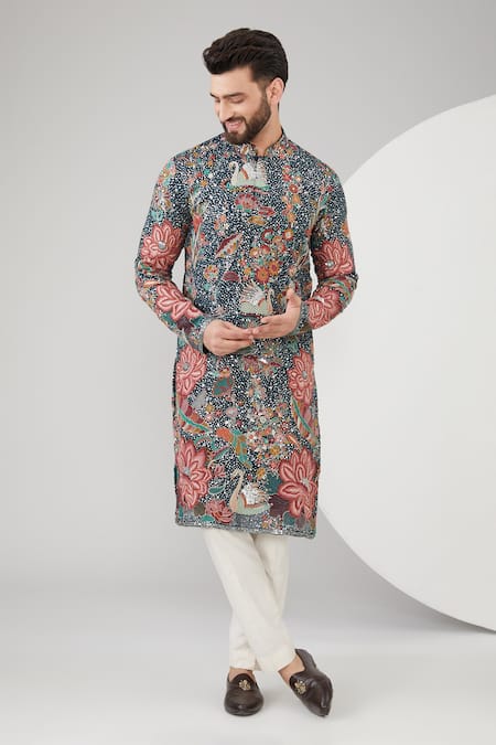 Kasbah Floral & Sequins Embroidered Kurta Set 