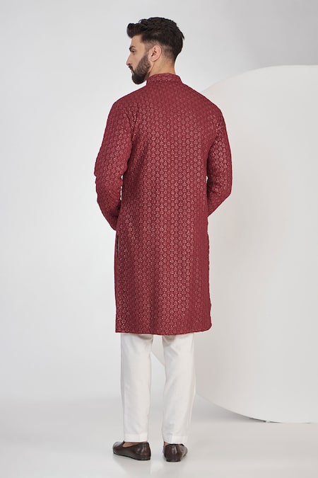Kasbah Silk Chikankari Work Kurta Set 