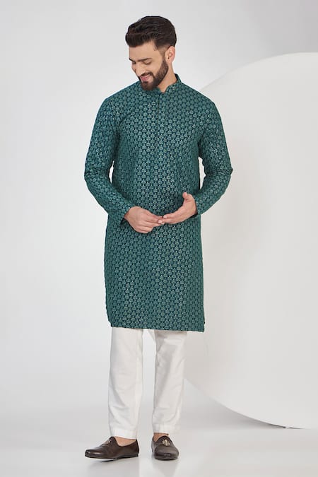 Kasbah Silk Chikankari Embroidered Kurta Set 