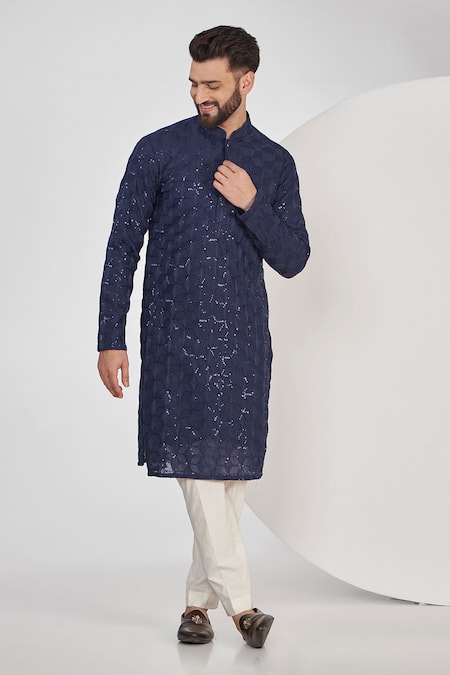 Kasbah Geometric Sequin Embroidered Kurta 