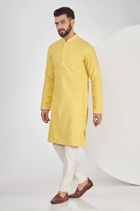 Kasbah Chikankari Work Silk Kurta Set 