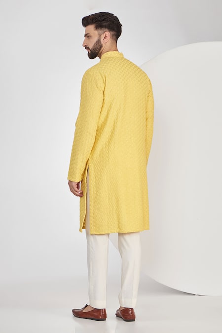 Kasbah Chikankari Work Silk Kurta Set 