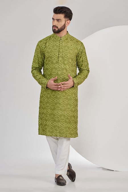 Kasbah Geometric Chikankari Work Kurta Set 