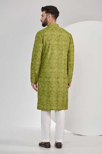Kasbah Geometric Chikankari Work Kurta Set 