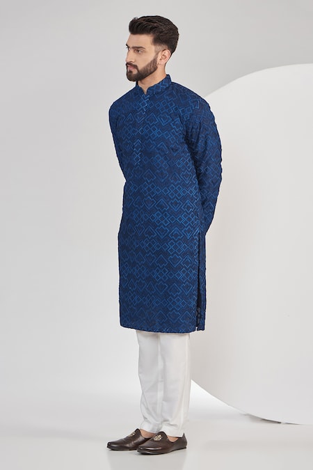 Kasbah Geometric Thread Embroidered Kurta 