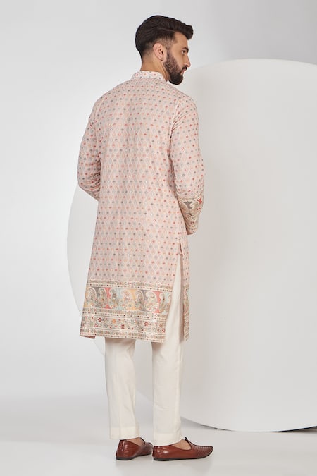Shop Kasbah Pink Georgette, Cotton Sequins, Embroidery Floral Thread Kurta Set at Aza Fashions Shop_Kasbah_Pink Georgette, Cotton Sequins, Embroidery Floral Thread Kurta Set _at_Aza_Fashions