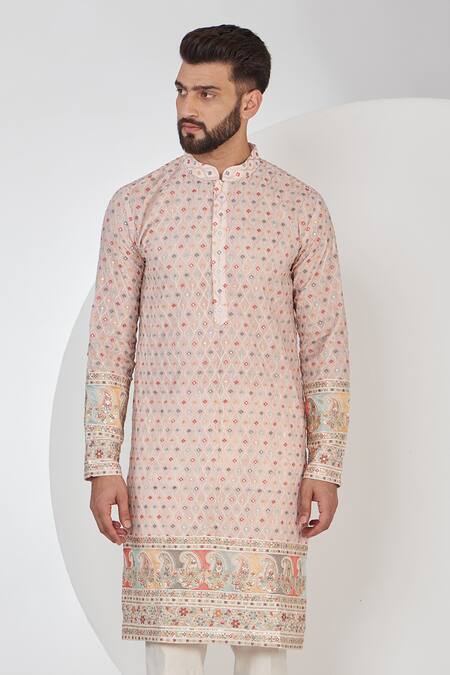 Buy Kasbah Pink Georgette, Cotton Sequins, Embroidery Floral Thread Kurta Set Online at Aza Fashions Buy_Kasbah_Pink Georgette, Cotton Sequins, Embroidery Floral Thread Kurta Set _Online_at_Aza_Fashions