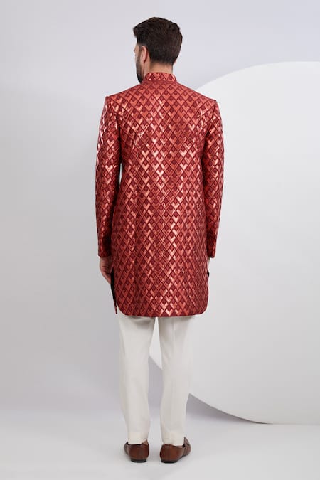 Kasbah Leather Patchwork Sherwani Set 