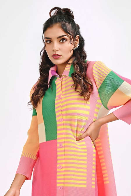 Buy_Crimp_Multi Color Polyester Shawl Neck Lexyn Collage Print Dress _Online_at_Aza_Fashions