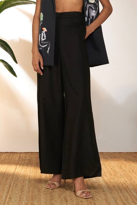 Buy Masaba Black Cotton Embroidery, Piping Tropicool Print Sleeveless Blazer With Bustier Buy_Masaba_Black Cotton Embroidery, Piping Tropicool Print Sleeveless Blazer With Bustier