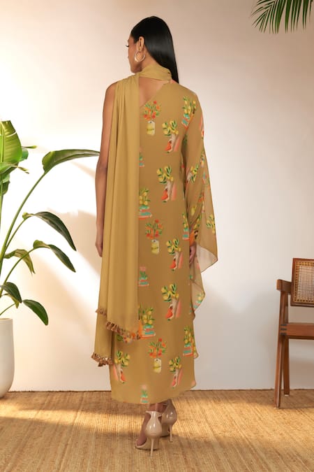 Masaba Tangy Tango Print One Shoulder Kaftan 