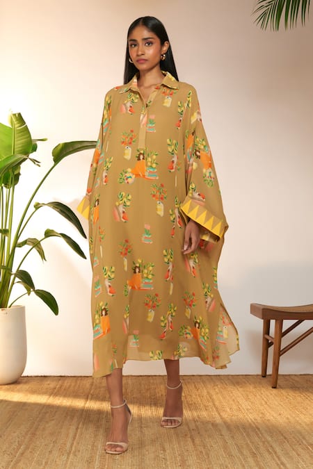 Masaba Tangy Tango Print Collared Midi Kaftan 