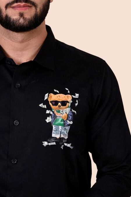 Avalipt_Black Cotton Blend Handpainted Dollar Baby Shirt_Online_at_Aza_Fashions