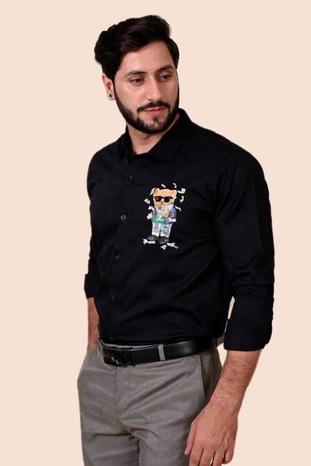 Buy_Avalipt_Black Cotton Blend Handpainted Dollar Baby Shirt_Online_at_Aza_Fashions