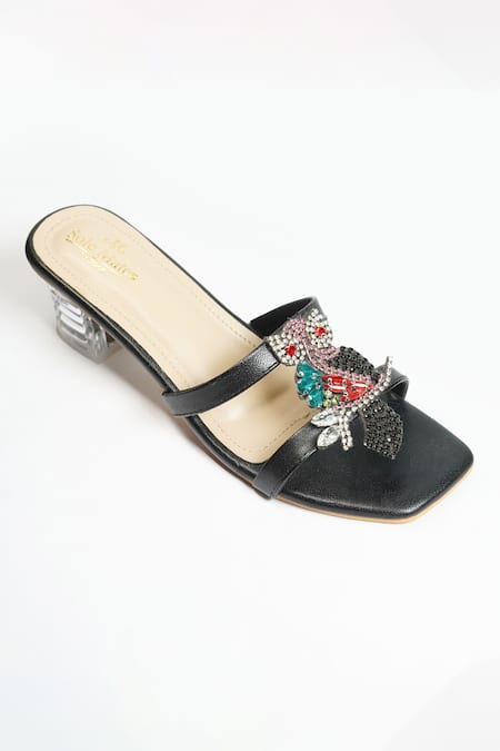 Sole Mates by Palak Owl Embellished Pattern Strap Heels 