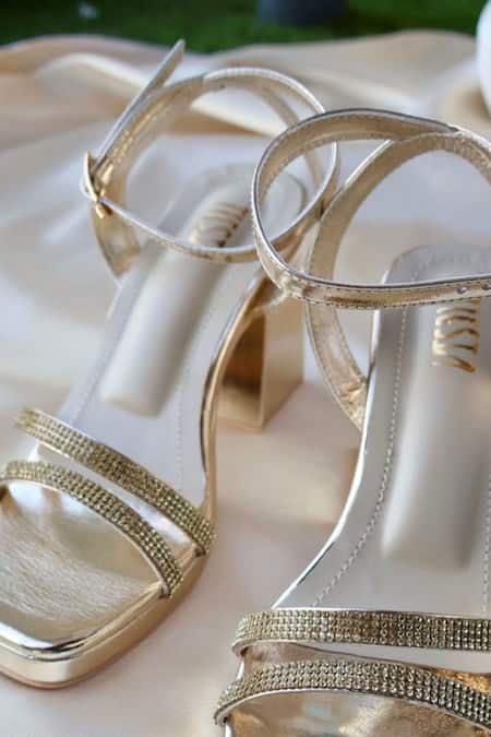 Buy Tiesta Gold Crystals, Rhinestones Lana Embellished Strap Block Heels Online at Aza Fashions Buy_Tiesta_Gold Crystals, Rhinestones Lana Embellished Strap Block Heels _Online_at_Aza_Fashions