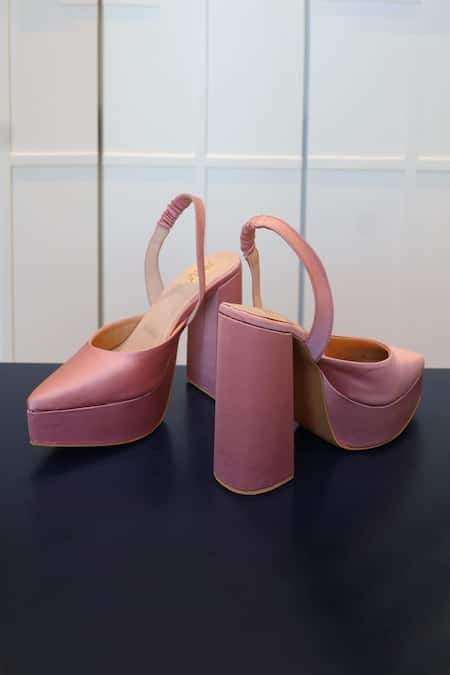 Shop_Tiesta_Pink Light Satin Pointed Toe Block Heels _at_Aza_Fashions