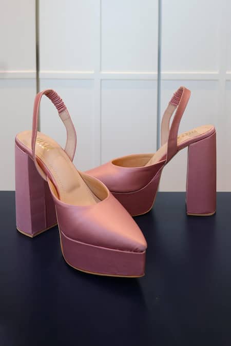 Buy_Tiesta_Pink Light Satin Pointed Toe Block Heels _Online_at_Aza_Fashions
