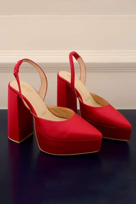 Shop_Tiesta_Pink Pointed Toe Satin Block Heels _at_Aza_Fashions