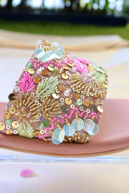 Buy_Tiesta_Pink Sugar Sequin Embroidered Flats _Online_at_Aza_Fashions