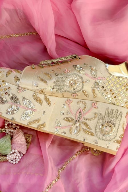 Tiesta Gold Cut Work, Sequins, Beads, Embroidery Masaba Bridal Sneaker Platform Wedges Online at Aza Fashions Tiesta_Gold Cut Work, Sequins, Beads, Embroidery Masaba Bridal Sneaker Platform Wedges _Online_at_Aza_Fashions